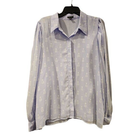 Ann Taylor Long Sleeve Button Down Light Purple Blouse - Picture 3 of 8